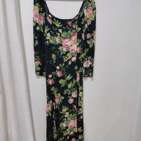 Reformation Sigmund Dress Floral Midi Maxi Green Size 6 - Picture 4 of 9